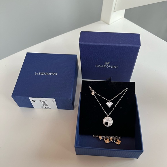 Swarovski Crystal Wishes Double Pendant Necklaces Brand New - Picture 2 of 4